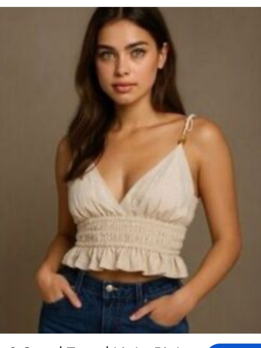 NWT Sim & Sam Cream Smocked Poplin Ruffle Cami Top - Women, Size Medium